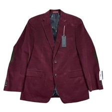 Tommy Hilfiger Mens Daltry Modern Fit Corduroy Sport Coat Burgundy 44L