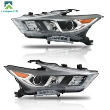 LED Clear For 2016-2018 Nissan Maxima Chrome Housing Headlights Assy Left&Right