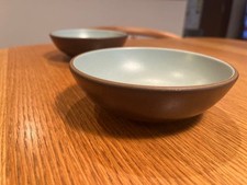 Heath Ceramics Deep Plate Bowl Brown Light Blue 13cm Pair Set