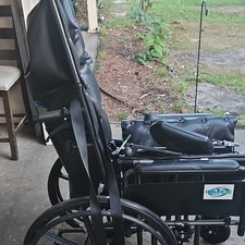 Healthline Black Recliner Wheelchair, Reclining Back, Leg Supports, 4 Wheels