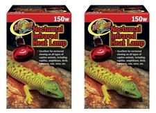  2 Pack Zoo Med Red Infrared Heat Lamp, 150 Watts