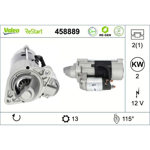 Anlasser Starter 12 V 2 Kw 13 ZäHne Valeo FüR U.A. Opel Astra-image
