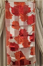 Satin and Sheer Striped Red Roses on White 571/2" by 13" Scarf