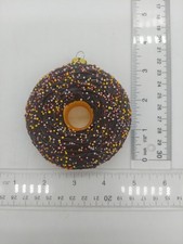 Donut Glass Christmas Ornament chocolate icing sprinkles New