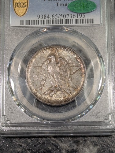 1935 S Texas Centennial Commemorative Half Dollar PCGS MS 65 CAC Sticker Toning - Picture 2 of 4