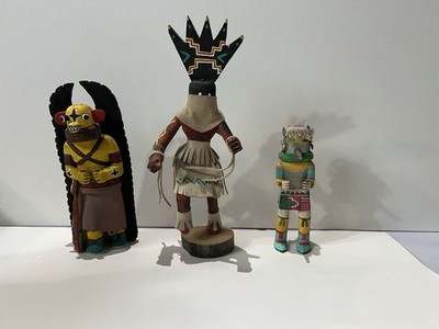 Kachina Puppe 3er Set Vintage, Handarbeit, signiert