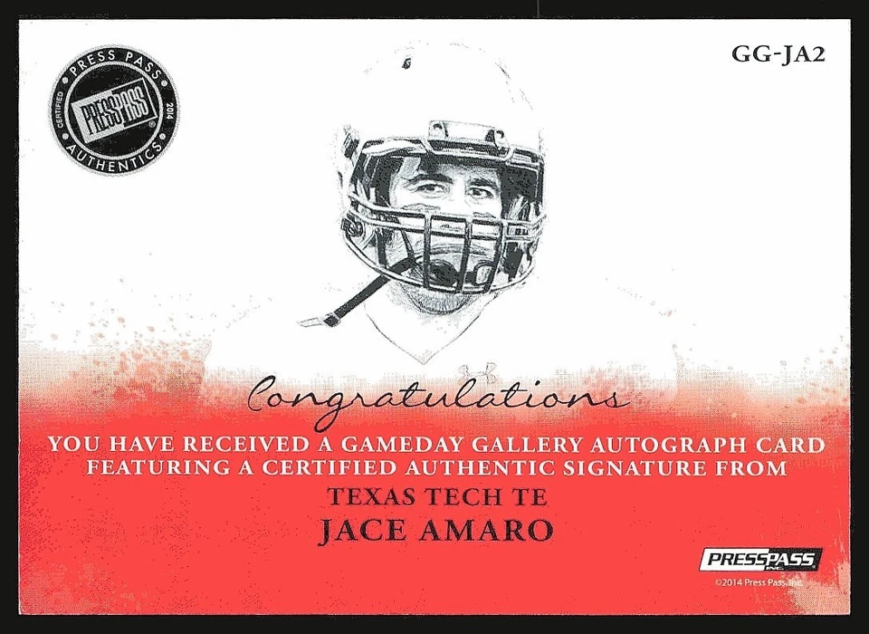 Jace Amaro 2014 Press Pass Gameday Gallery Silver  AU 034/150 - Image 2 of 2