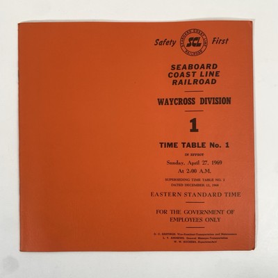1969 Seaboard Coast Line Railroad Fahrplan 1 Waycross Division