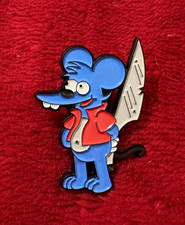 THE ITCHY & SCRATCHY SHOW enamel pin - Simpsons cartoon rat - FREE SHIPPING