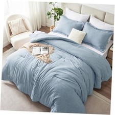 Comforter Set - 3 Pieces Soft Luxury Cationic Dyeing Cal California King Blue