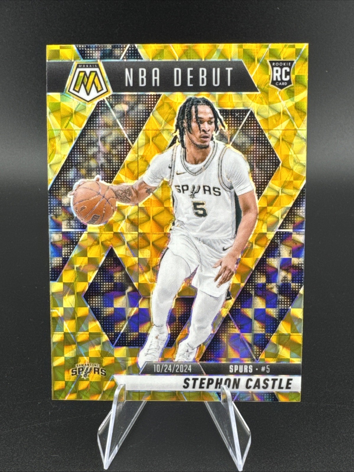 2024-25 Panini Mosaic - City Edition Stephon Castle #290 Reactive Yellow Mosaic