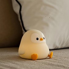 ATSUI Penguin Night Light, LED Squishy Novelty Animal Lamp, Food Gray