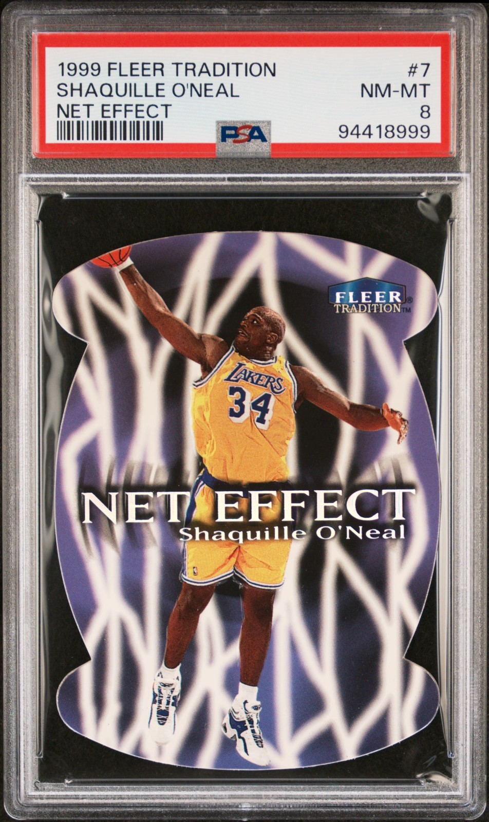 PSA 8 1999 FLEER TRADITION SHAQUILLE O'NEAL NET EFFECT #7 NM-MT view 1