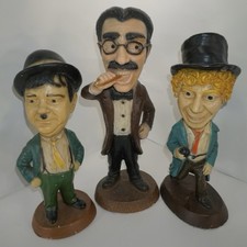 Lot of 3 Vintage Chalkware Statues Groucho Marx, Harpo Marx & Oliver Hardy