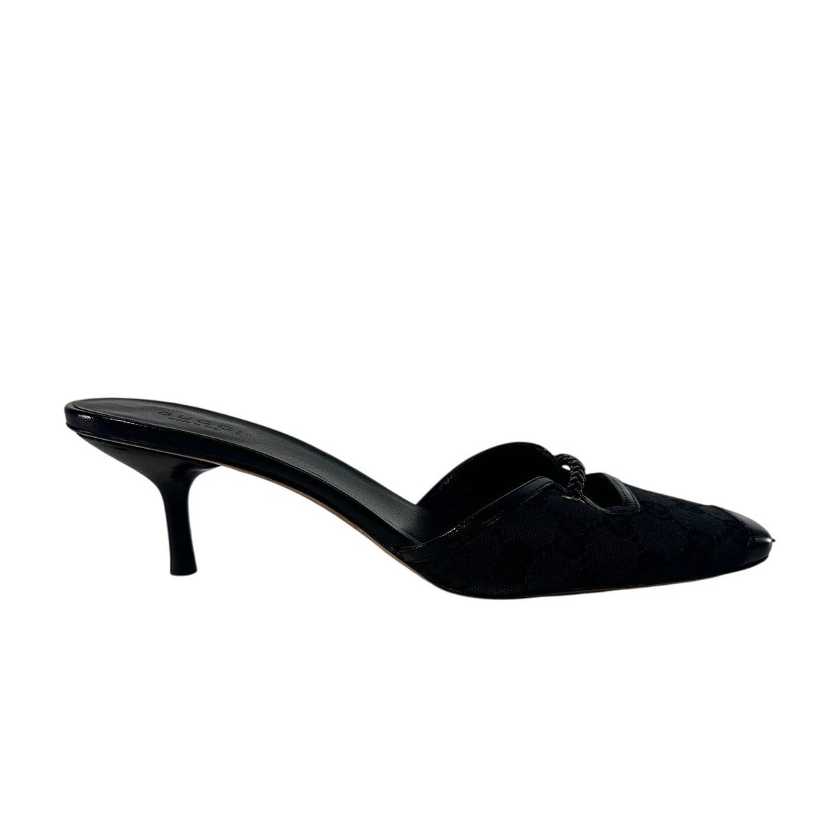 Mules à talon chaton monogramme GUCCI GG bout carré noir femme 39,5 C US 9,5