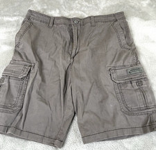 UNIONBAY Men's Gray Cotton Cargo Shorts Flat Front Button Outdoor Summer Size 36