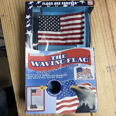 The Waving Flag Electronic American Flag-Plays 2 Songs As Seen On TV New In Box!