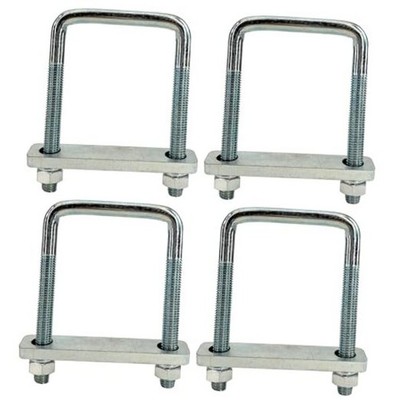 4 Pack Square U-Bolt for Trailer- Fits Fits Up To 3.5 Inch Wide Leaf Springs