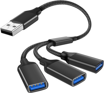 USB Splitter Kabel 3-in-1, Power-Cable Extension, USB-Port Extender für Laptop,