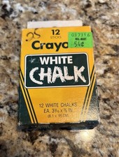 1985 Crayola White Chalk Binney & Smith FULL Box 12 USA Made Chalk Dust Art NOS