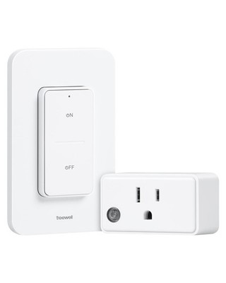 TREEWELL Remote Control Outlet with Wireless Wall 1 Switch + 1 Outlet, White
