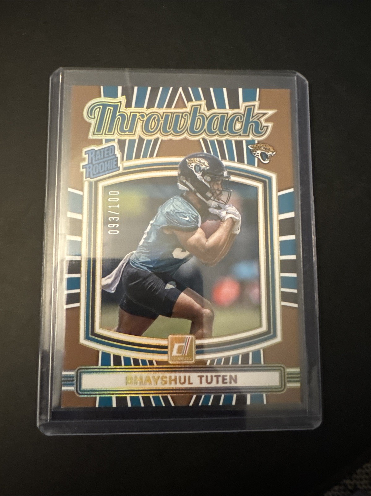 2025 Donruss Football Bhayshul Tuten RC Rated Rookie Throwback /100 #38 Jaguars