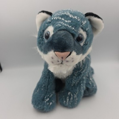 Wild Republic Foilkins Tiger Plush Stuffed Animal 12'' Blue Silver Sparkle Stripe