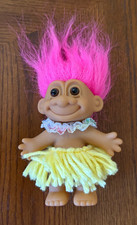 Hawaiian Hulu Dancer - 5" Russ Vintage Troll Doll with Hot Pink Hair