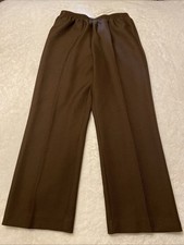 Alfred Dunner Petite Women  s Pants Size 10P Brown Pull On Elastic Waist Polyeste