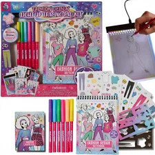 Create N’Style Fashion Design Light Up Tracing Pad Kit, Stickers and Stencils