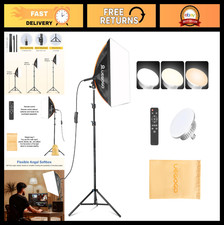 Professional Softbox Lighting Kit - 85W LED Bulbs 3000-7500K, Studio Lights for