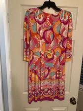 London Times womens dress, multi color, pink, orange, yellow, size S