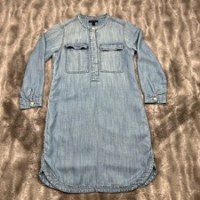 J Crew Shirt Dress Womens XS Blue Denim Drapey Lyocell B9841