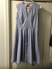 Tory Burch Womens Talley Striped Blue/White Sleeveless Dress - Size 6 -NWOT