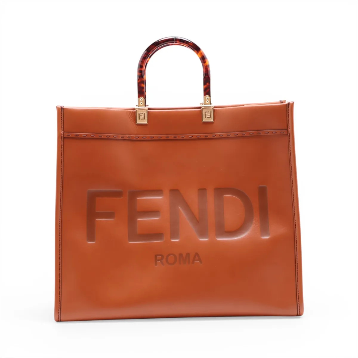 Fendi Sunshine Leather Tote bag Brown 8BH372