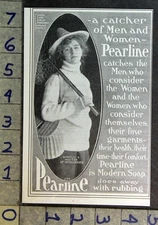 1902 WOMAN SPORT FLY FISHING PYLES PEARLINE WASH LAUNDRY SOAP FASHION AD FC11185