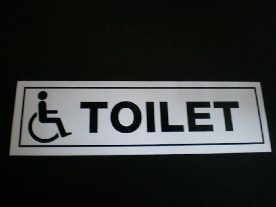 ACCESSIBLE TOILET door sign or sticker disabled bathroom 190mm x 58mm wheelchair