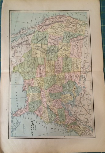 United States Maine Manitoba Rare Vintage Original 1893 Antique Atlas Maps  - Picture 2 of 9