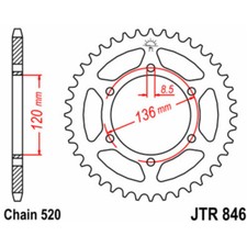 JT SPROCKETS Standard Stahlritzel hinten 846 - 520 SZR SRX TZR TDR FZR RD RR LC