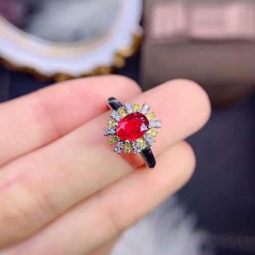 Genuine Myanmar Ruby Two Tone Gold Ring 18Karat Gold Ring Pigeon Blood Ruby Ring - Picture 5 of 7