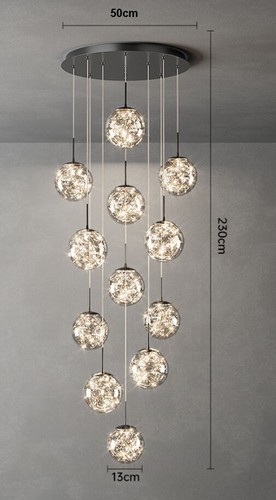 Sky Stars Spiral Staircase Long Chandelier Led Pendant Lamp Duplex Villa Light - Picture 17 of 28