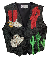 Vintage Jc Handmadesequined Cowboy Boots,hat,cactus,chili Pepper?vest Sz Large