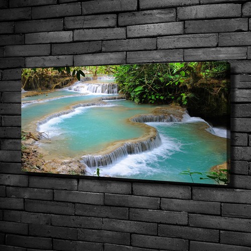 Tulup Image Sur Toile Tableau Imprimé 140x70cm - Chute D'eau Dans La Forêt