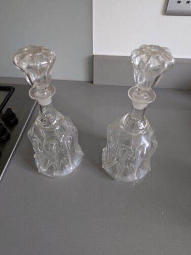 Antique Glass Decanters Victorian with Original Stoppers, perfect no chips
