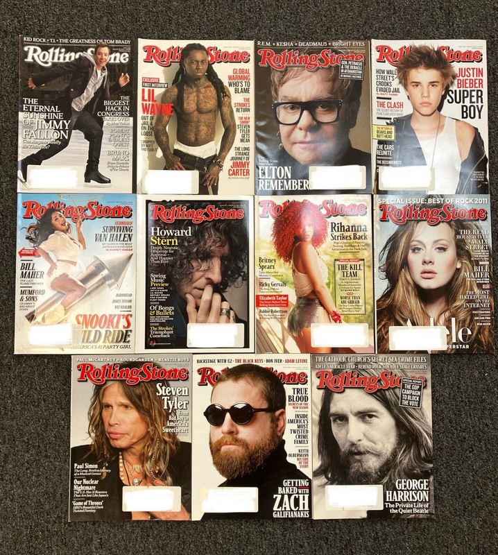 Vintage LOT of (11) ROLLING STONE MAGAZINE 2011 Elton John Rihanna Bieber Adele