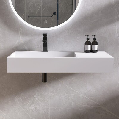 36'' Wall Mounted Bathroom Sink Solid Surface Bathroom Vessel Sink