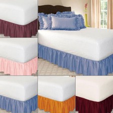 Elastic Bed Skirt Solid Color Hollow Ruffle Bed Cover Twin Full Queen King Size