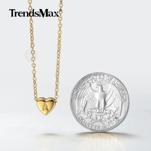 Dainty Gold Plated Heart Initial Letter Pendant Necklace for Girls Kids Jewelry - Picture 11 of 37