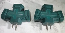 2 Heavy-Duty Grounded Triple Tap Adapter 3-Way Wall Plug Splitter Outlet Power
