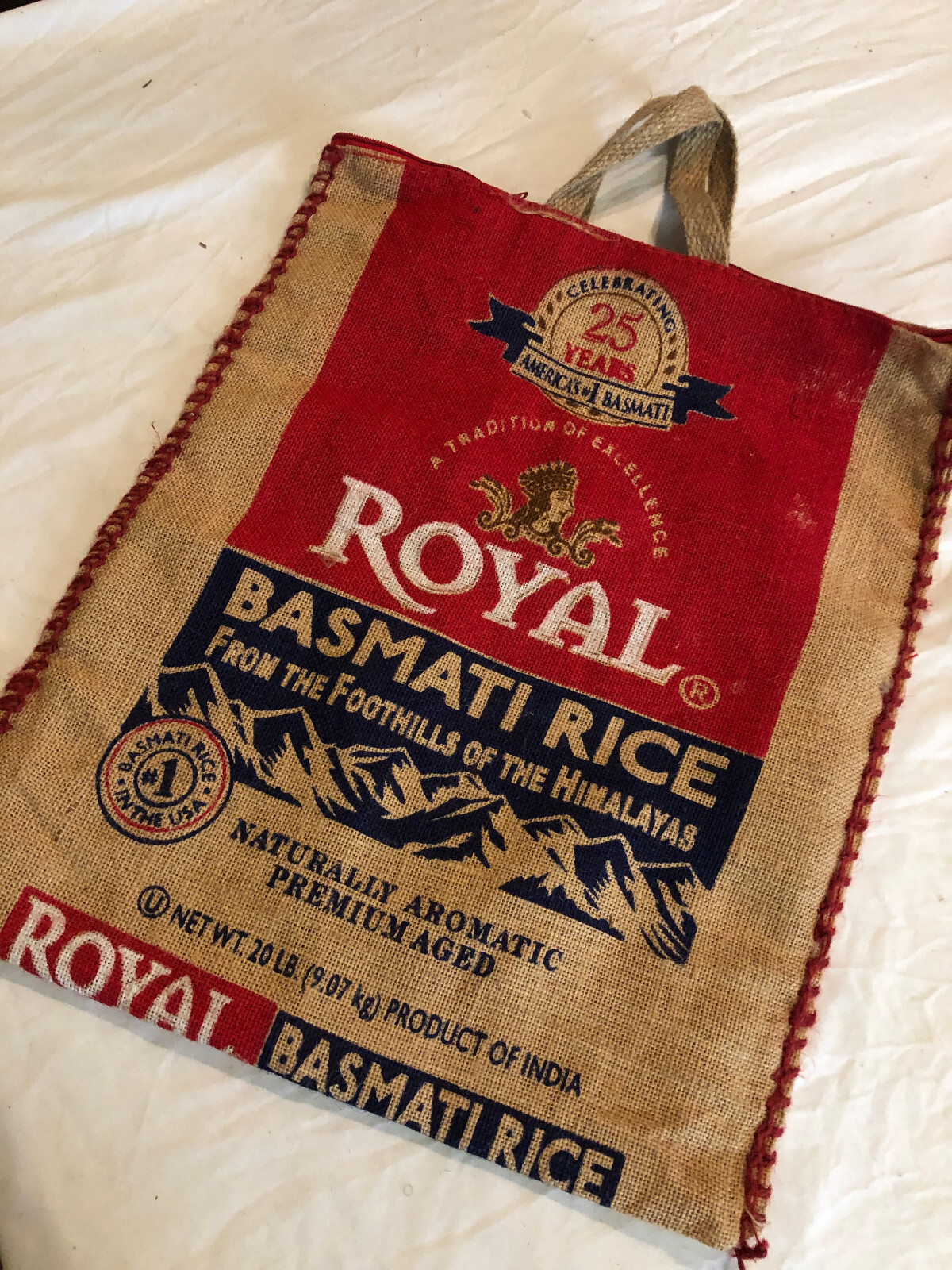 Basmati Rice Burlap Bag Tote Zippered Rustic Primative Shopping Recycled EMPTY eBay